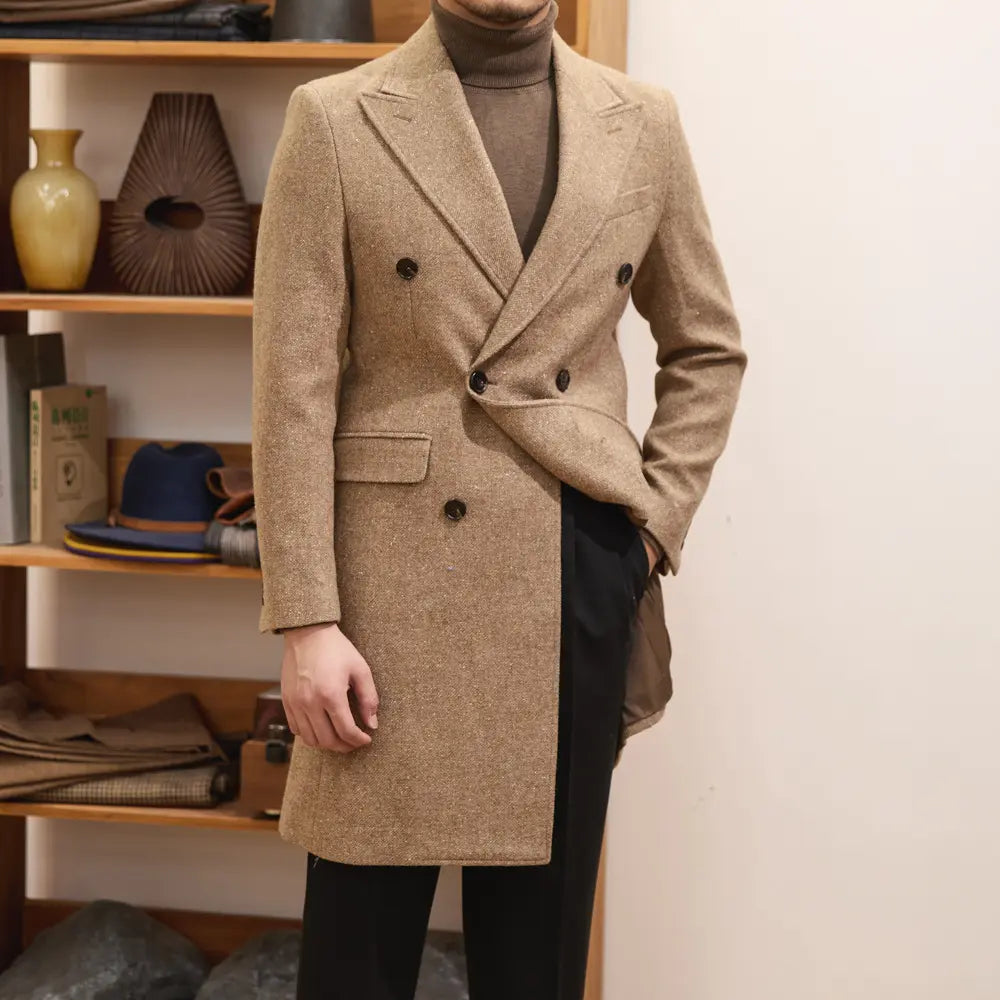 Autumn And Winter Brown Bar MACN Warm Wool Overcoat Prendersons