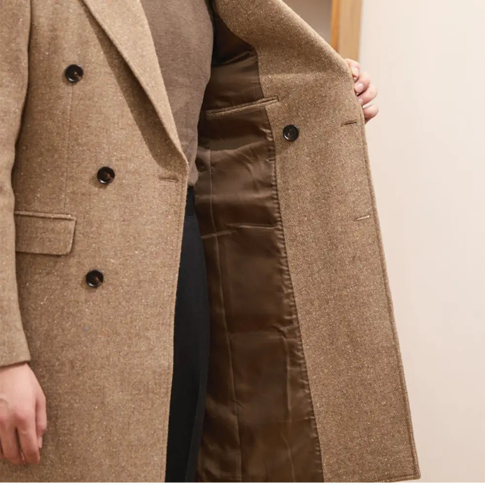 Autumn And Winter Brown Bar MACN Warm Wool Overcoat Prendersons