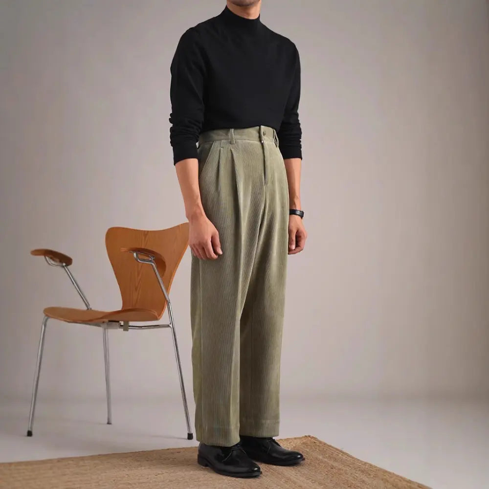Autumn And Winter Corduroy Retro Straight High Waist Prendersons