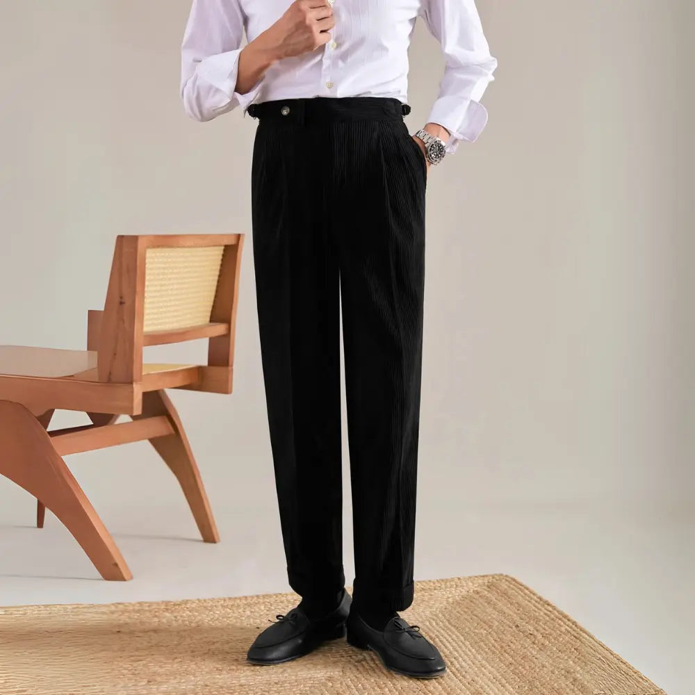 Autumn And Winter Corduroy Suit Pants Man Pair Pleated Design Loose Straight Prendersons