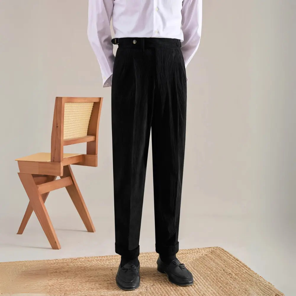 Autumn And Winter Corduroy Suit Pants Man Pair Pleated Design Loose Straight Prendersons
