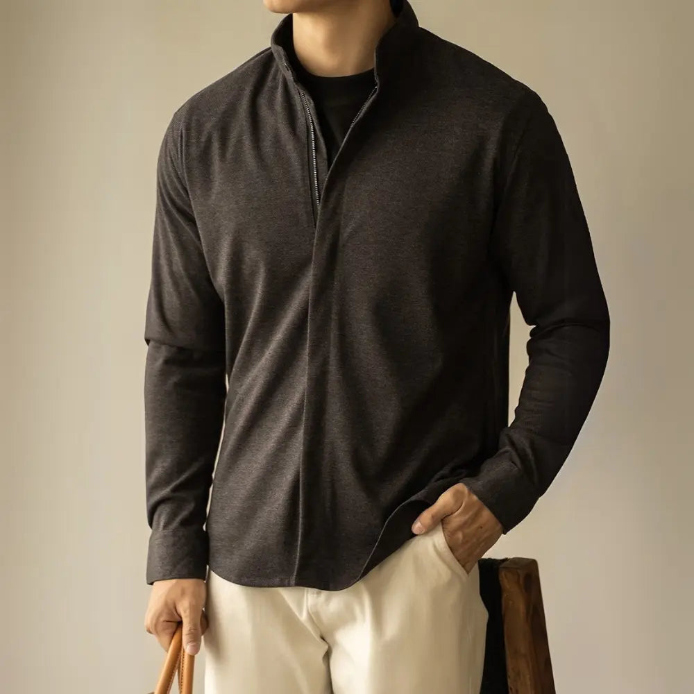 Autumn And Winter Slim Casual Shirt – Dark Grey | Autumn Layering | Light Businesswear