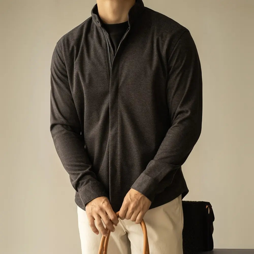 Autumn And Winter Slim Casual Shirt – Dark Grey | Autumn Layering | Light Businesswear