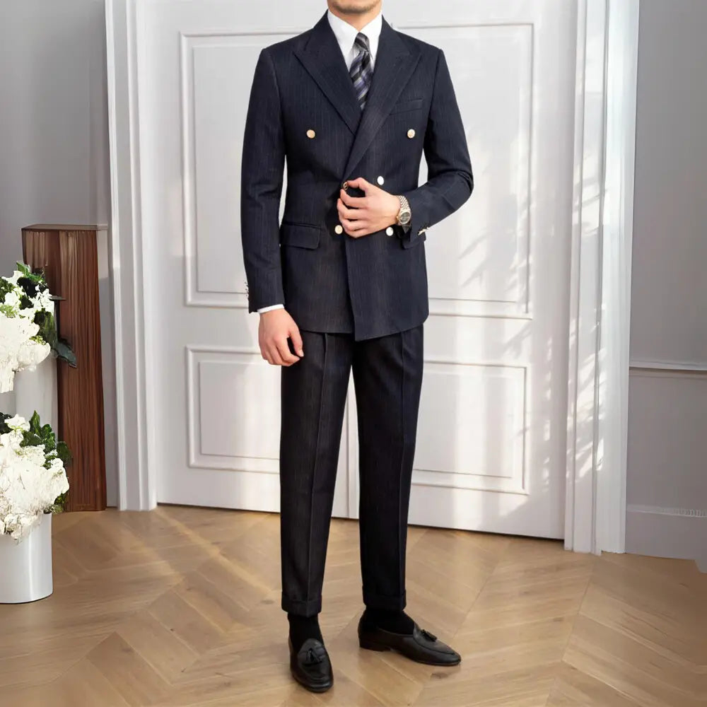 Mens striped slim suit