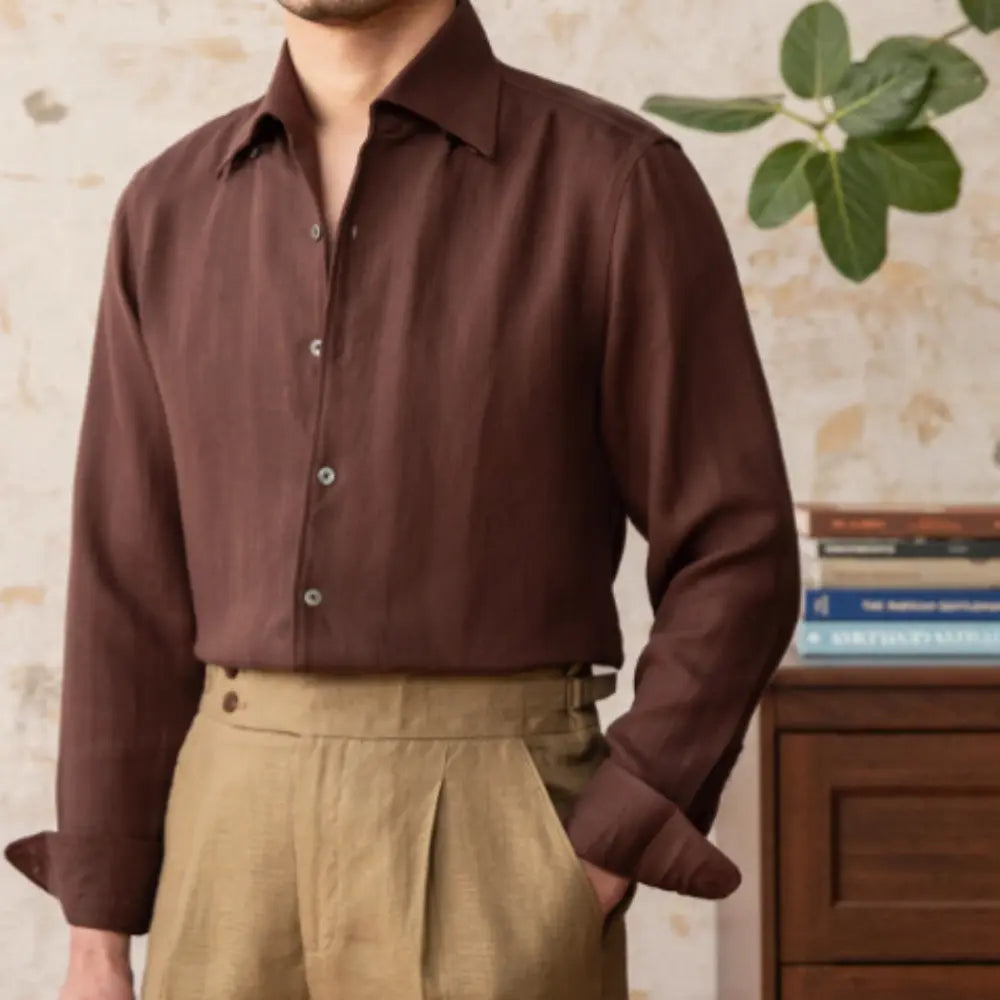 Breathable Light Thin-piece Collar Casual  Shirt – Blue, White, Dark Coffee | Spring Days | Lightweight Old Money Style