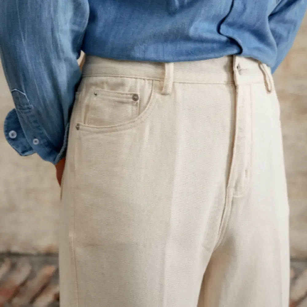 British Cotton Jeans Autumn And Winter Old Money Style Original Embryo Color Straight Bootcut Pants Prendersons