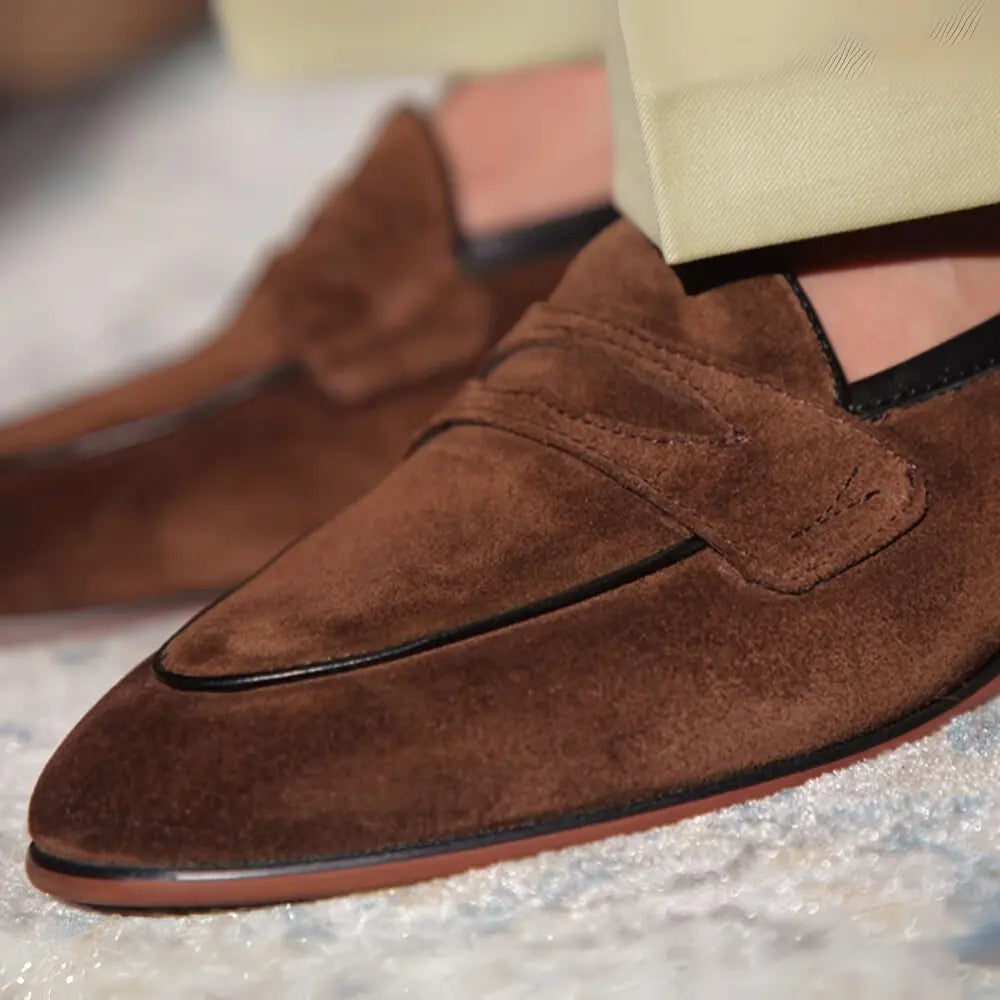 British Style Men's Shoes With Square Toe Suede Prendersons