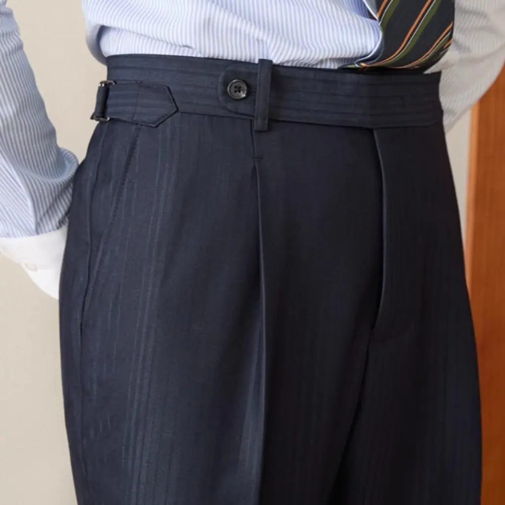 Business Casual Gentry Striped Straight High-waisted Trousers Prendersons