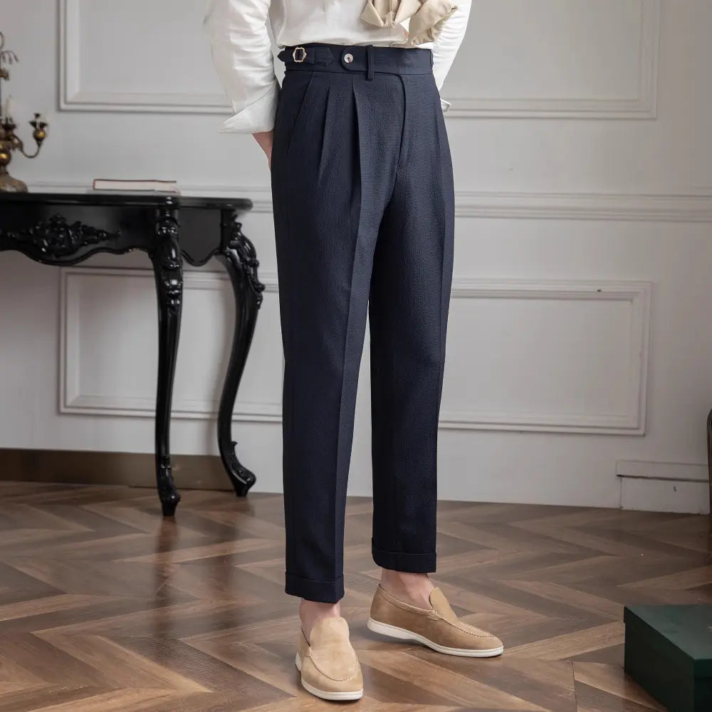 Old Money menswear style trousers – black