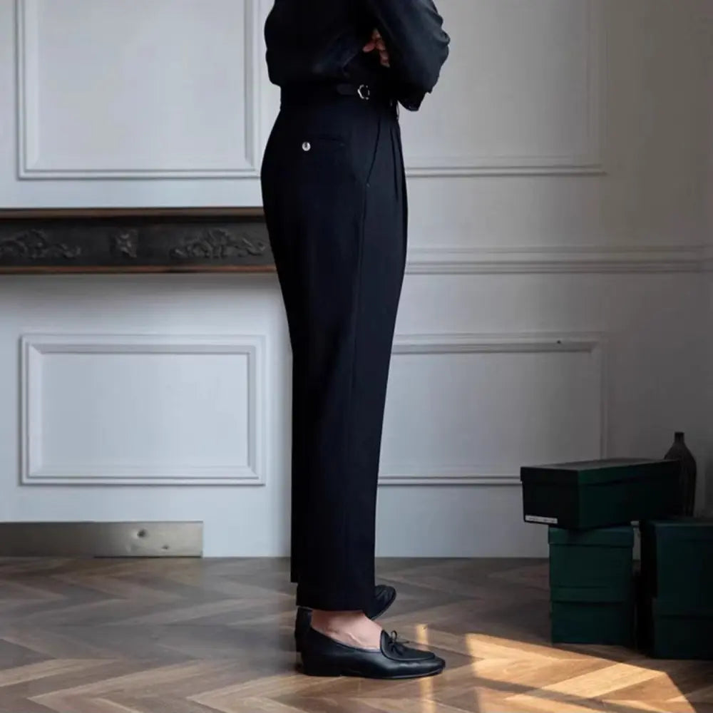 Old Money menswear style trousers – black