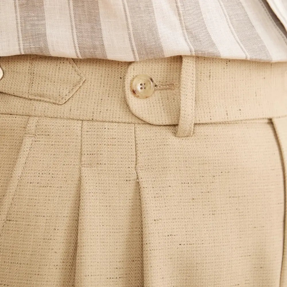 Casual Double Pleated High Waist Straight Profile Suit Pants Prendersons