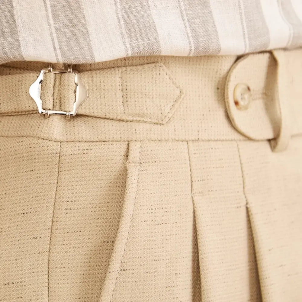 Casual Double Pleated High Waist Straight Profile Suit Pants Prendersons