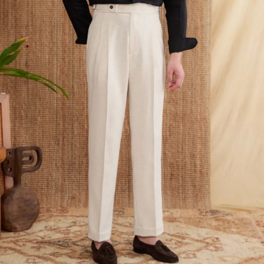 Casual Double Pleated High Waist Straight Profile Suit Pants Prendersons