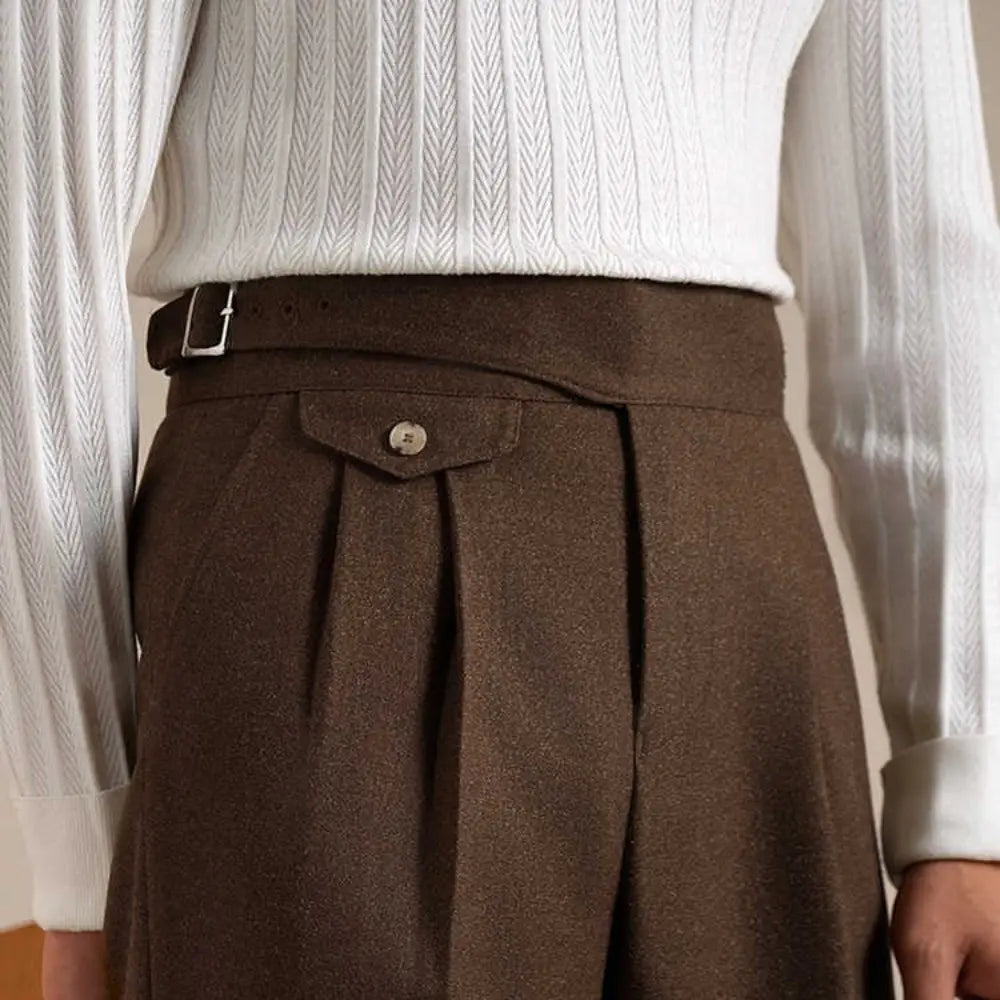 Casual Double Pleated Straight Business Not Tight Suit Pants Prendersons