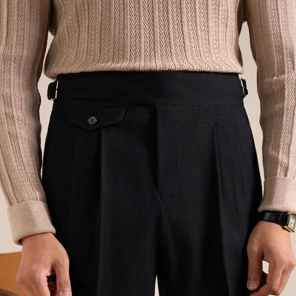 Casual Double Pleated Straight Business Not Tight Suit Pants Prendersons