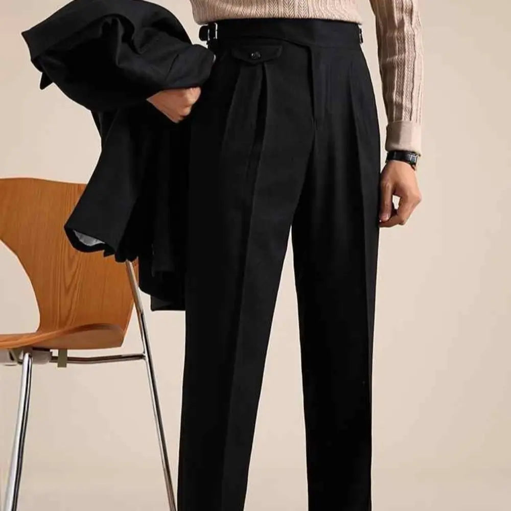 Casual Double Pleated Straight Business Not Tight Suit Pants Prendersons