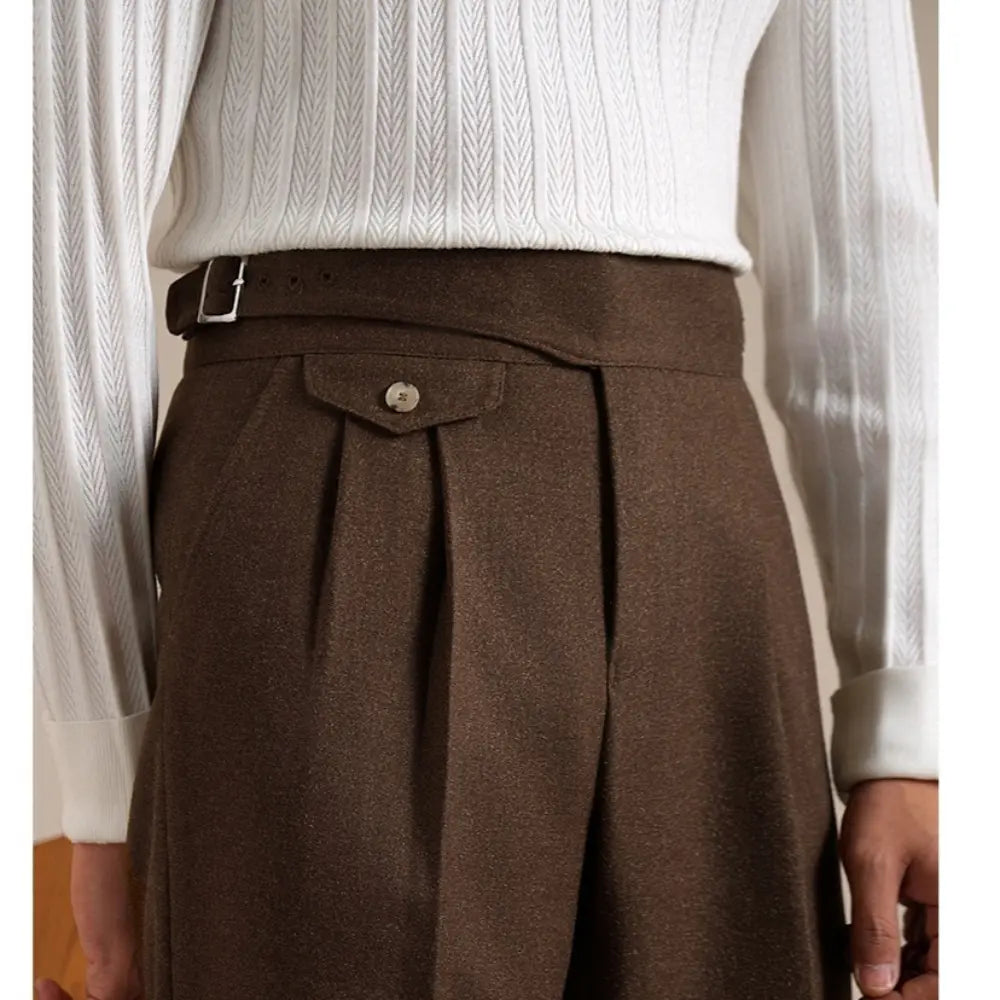 Casual Double Pleated Straight Business Not Tight Suit Pants Prendersons