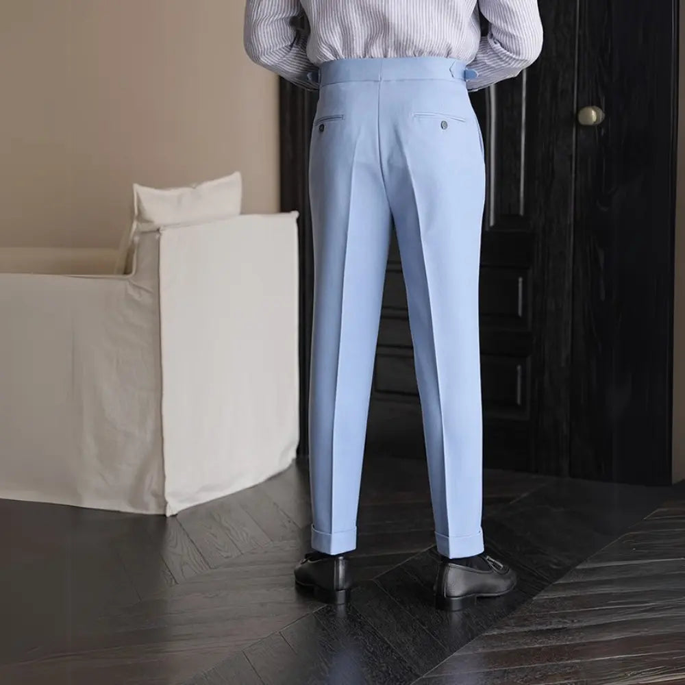 Casual High-waisted Men's Non-ironing Elastic Hanging Pants Naples Solid Color Dress Pants Prendersons