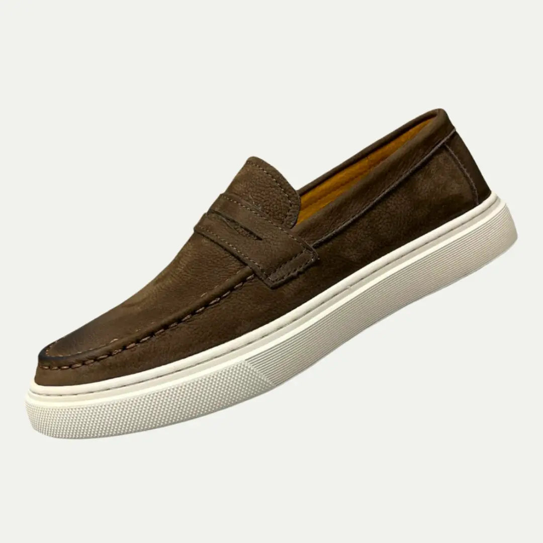 Soft Bottom Men's Leather Shoes – Brown & Khaki | Casual Retro Style | Genuine Cowhide Comfort