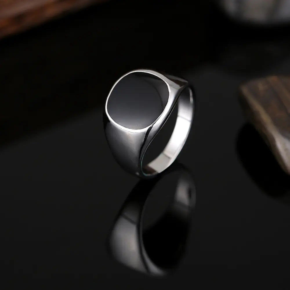 Elegant smooth-finish zinc alloy ring for men