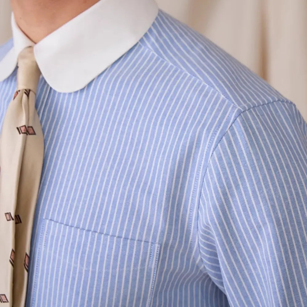 Collar Cotton Striped Long Sleeved Shirt Prendersons
