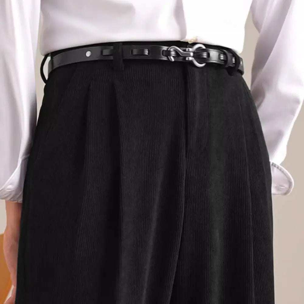 Corduroy Retro Straight High Waist Pairs Of Pleated Trousers Prendersons