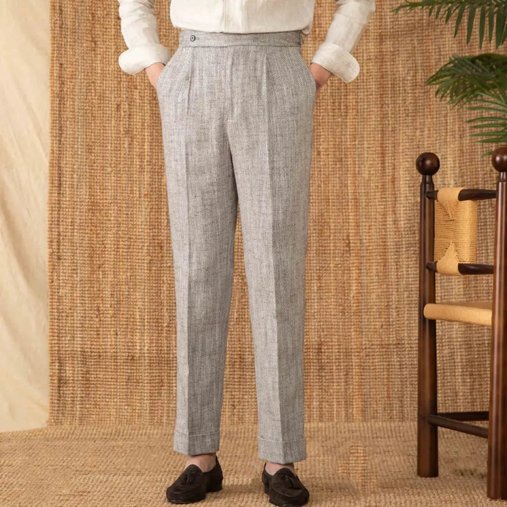 Cotton And Linen Thin Breathable Casual High Waist Straight Pants Prendersons