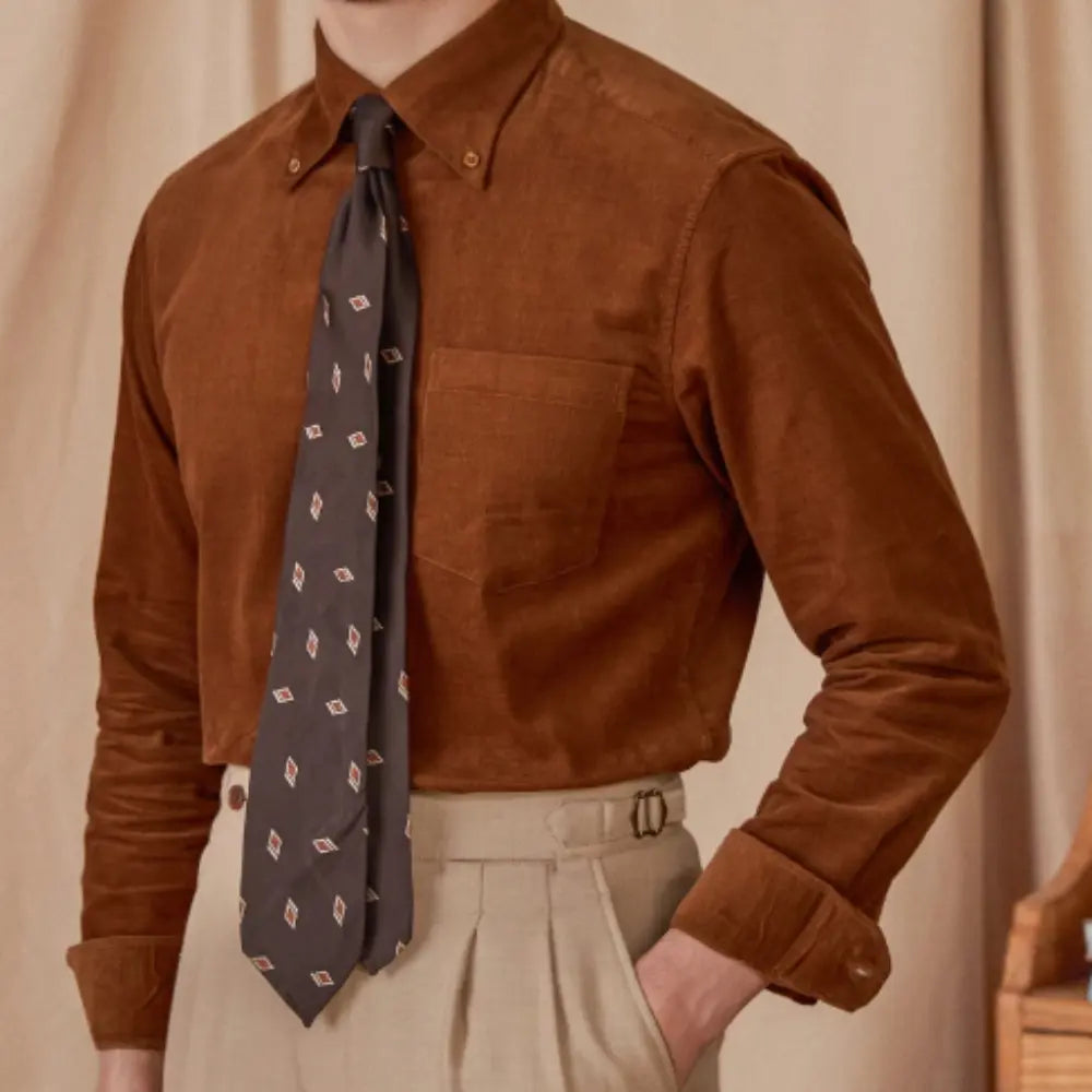 Cotton Corduroy Long-sleeved Shirt American Japanese Style Prendersons