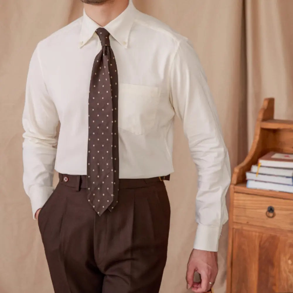 Regular Fit Corduroy Long Sleeve Shirt – Coffee Colour | Autumn Business Casual | American Style