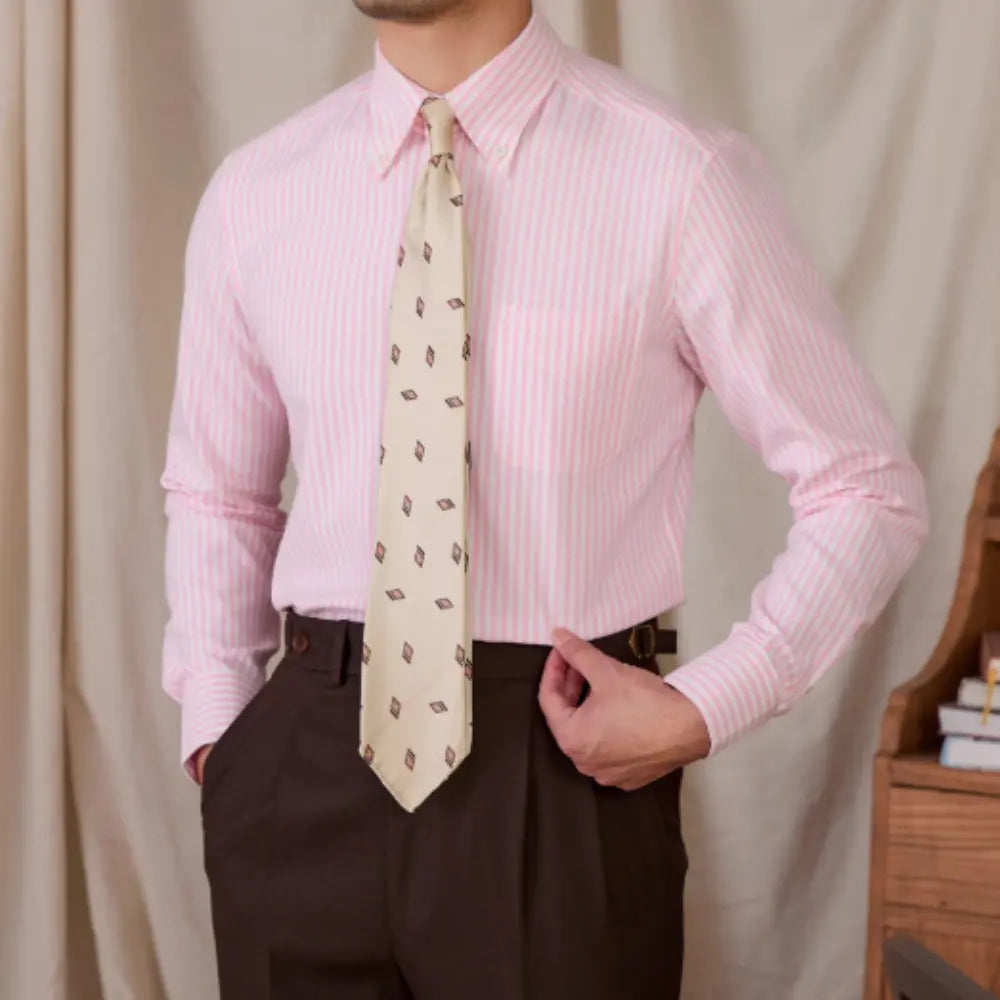 Cotton Slim-fit Striped Long-sleeved Shirt Breathable Casual Business Shirt Prendersons