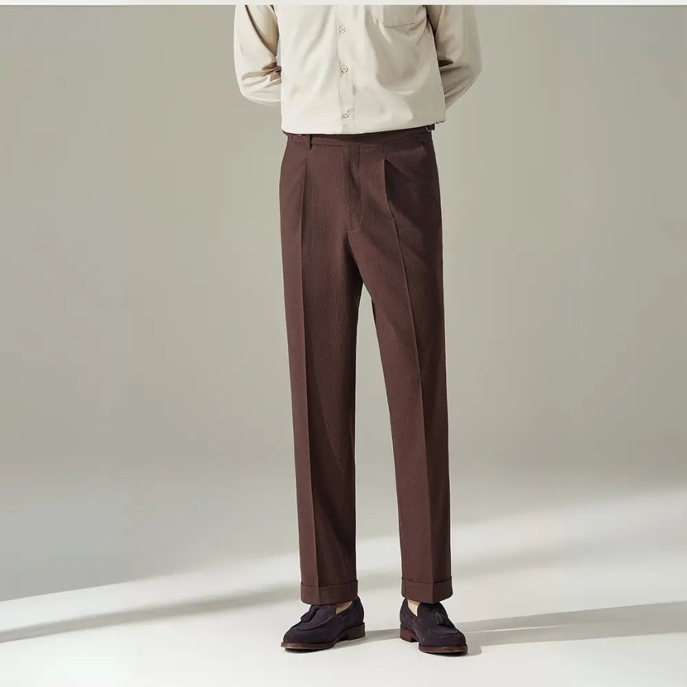 Straight Fit Light Business Mens Baggy Pants – Black, Navy Blue, Brown, Apricot, White | Old Money Menswear