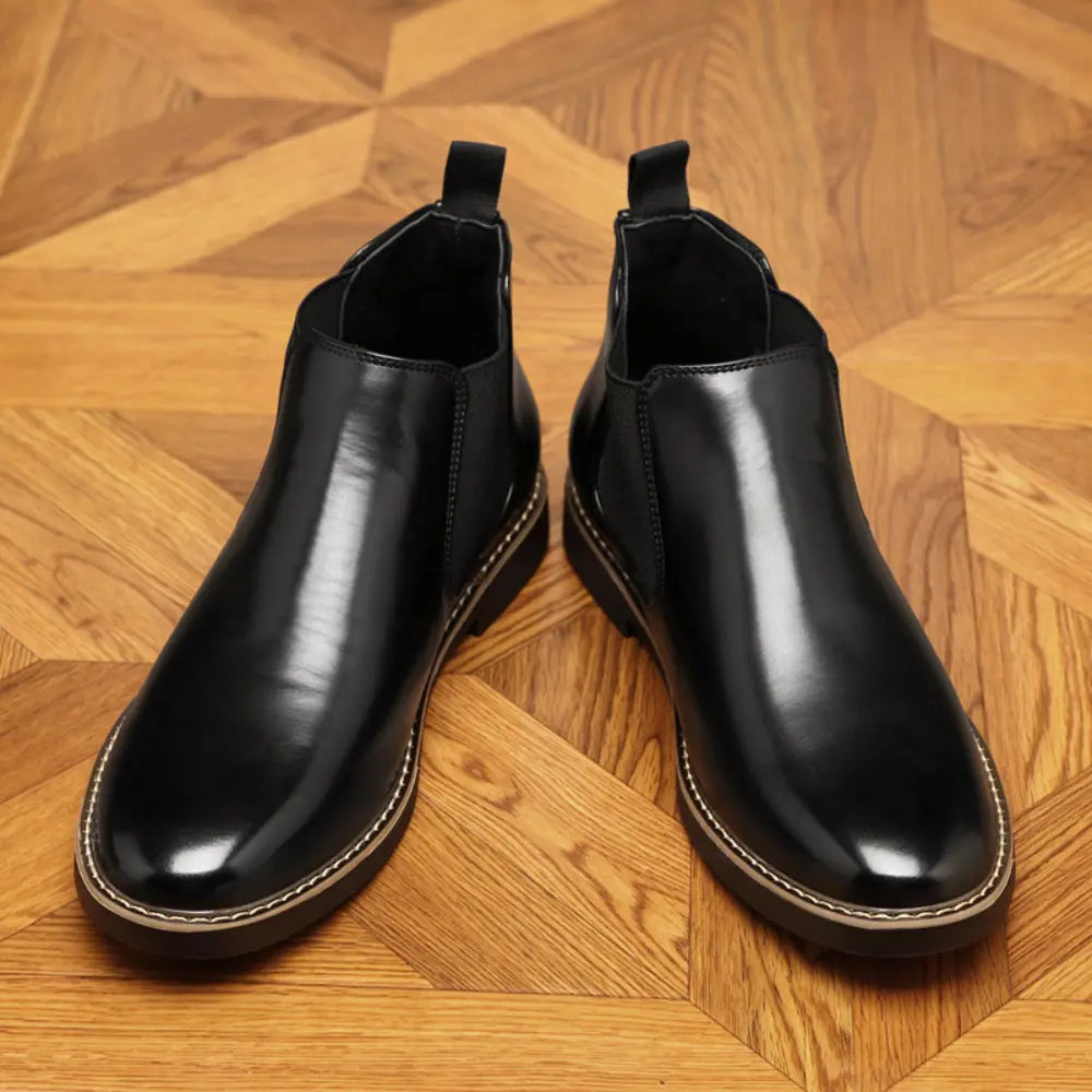 Formal pointed-toe leather boots