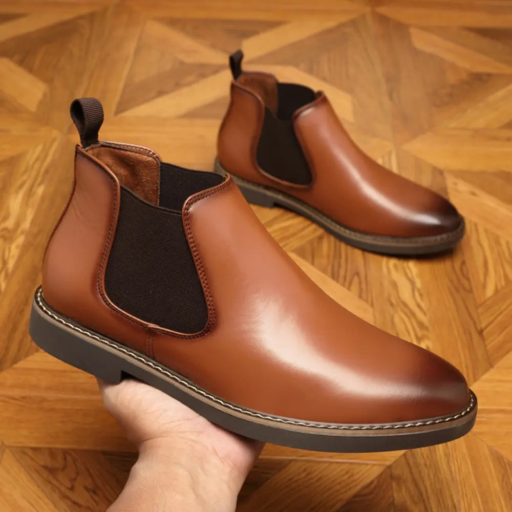 Slim Fit Men's Leather Boots – Black or Brown | Business Formal | Old Money Footwear