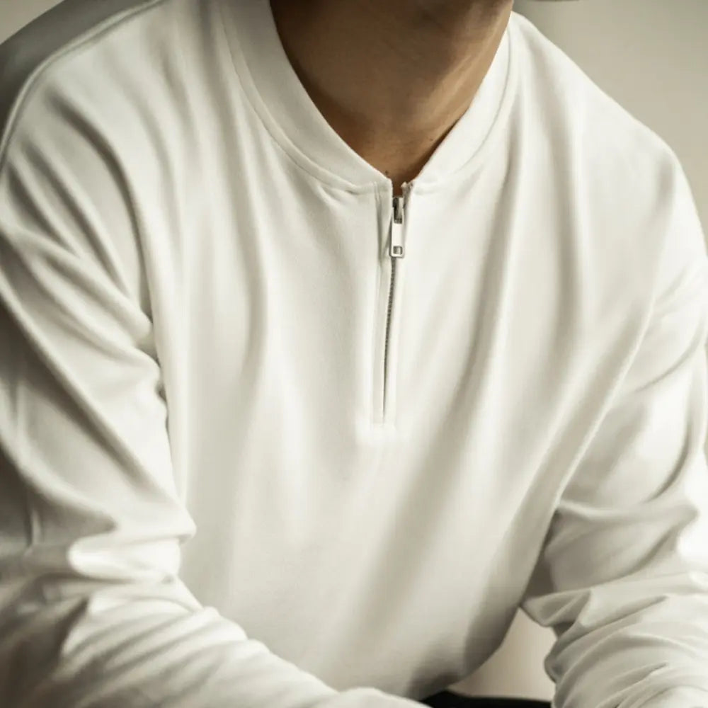 Half Long-sleeve Zipper T-shirt Men's Casual Bottoming Shirt Prendersons
