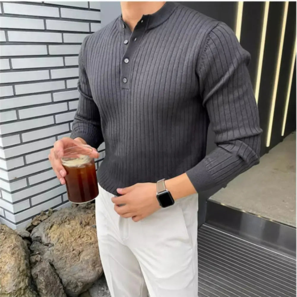 Men's Henry Collar Shirt - Grey