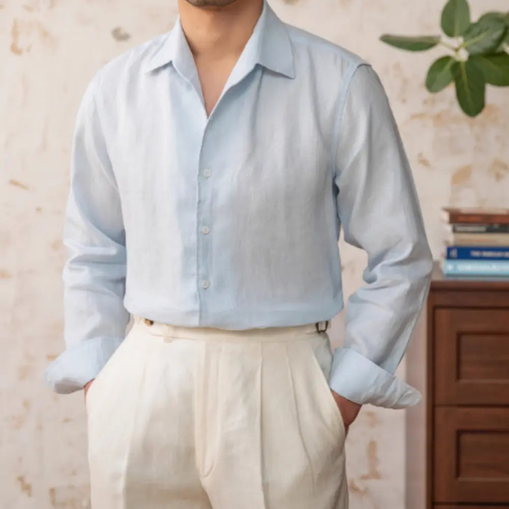Holiday Commuter Half-open Collar Breathable Casual Long-sleeved Shirt Prendersons