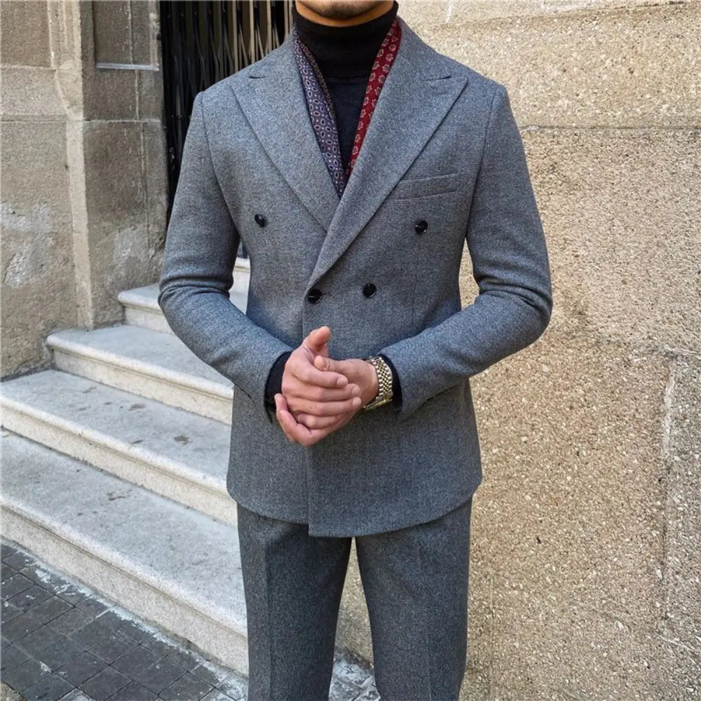 Houndstooth Double Breasted Slim Fit Suit Men's Suit Prendersons