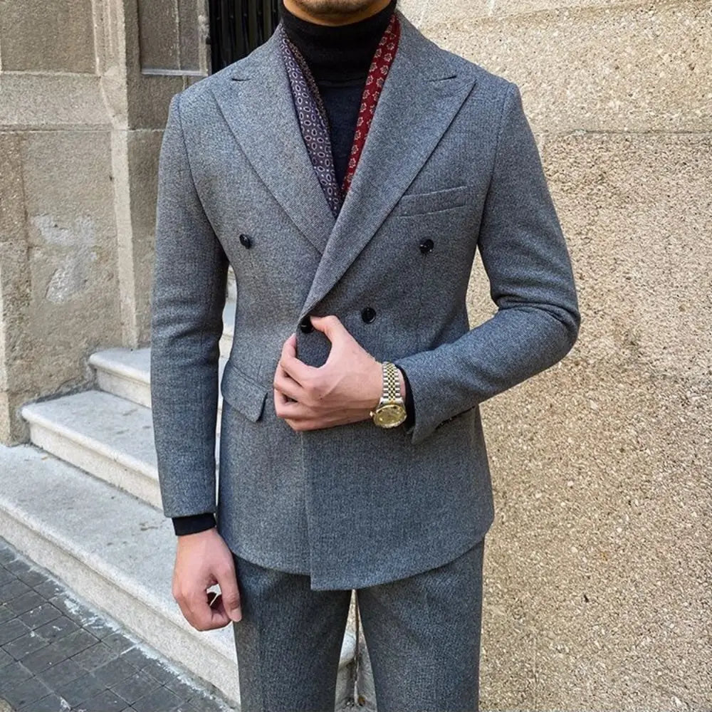 Houndstooth Double Breasted Slim Fit Suit Men's Suit Prendersons