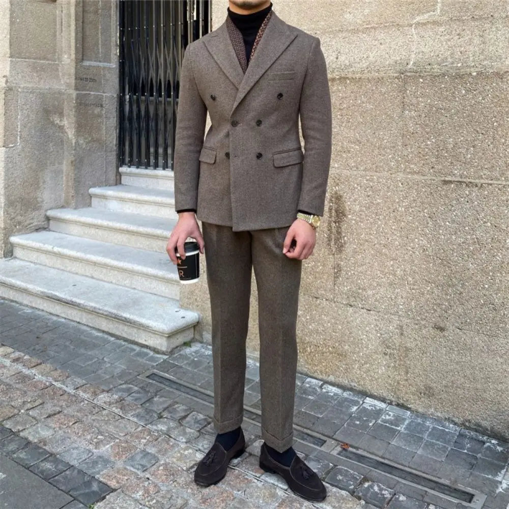 Houndstooth Double Breasted Slim Fit Suit Men's Suit Prendersons