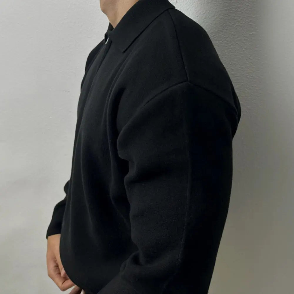 Korean Style Fashionable Lapel Half Long-sleeve Zipper Top Prendersons