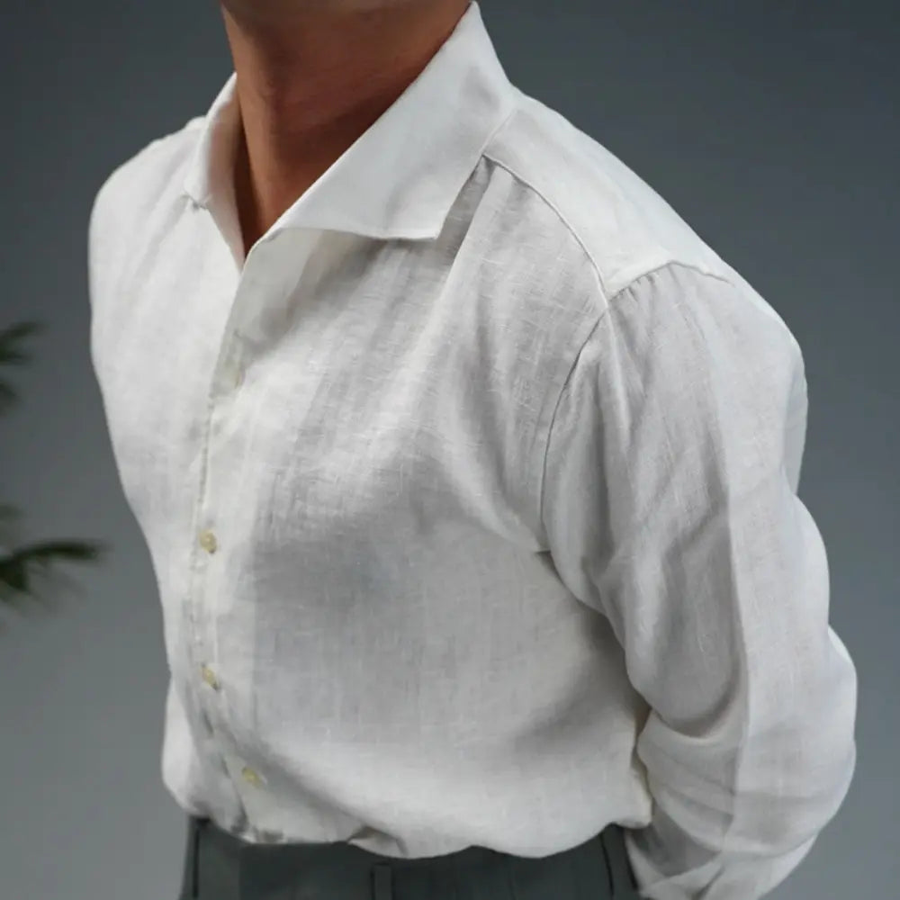 Linen One-piece Collar Business Casual Men's Breathable Long Sleeves Shirt Prendersons