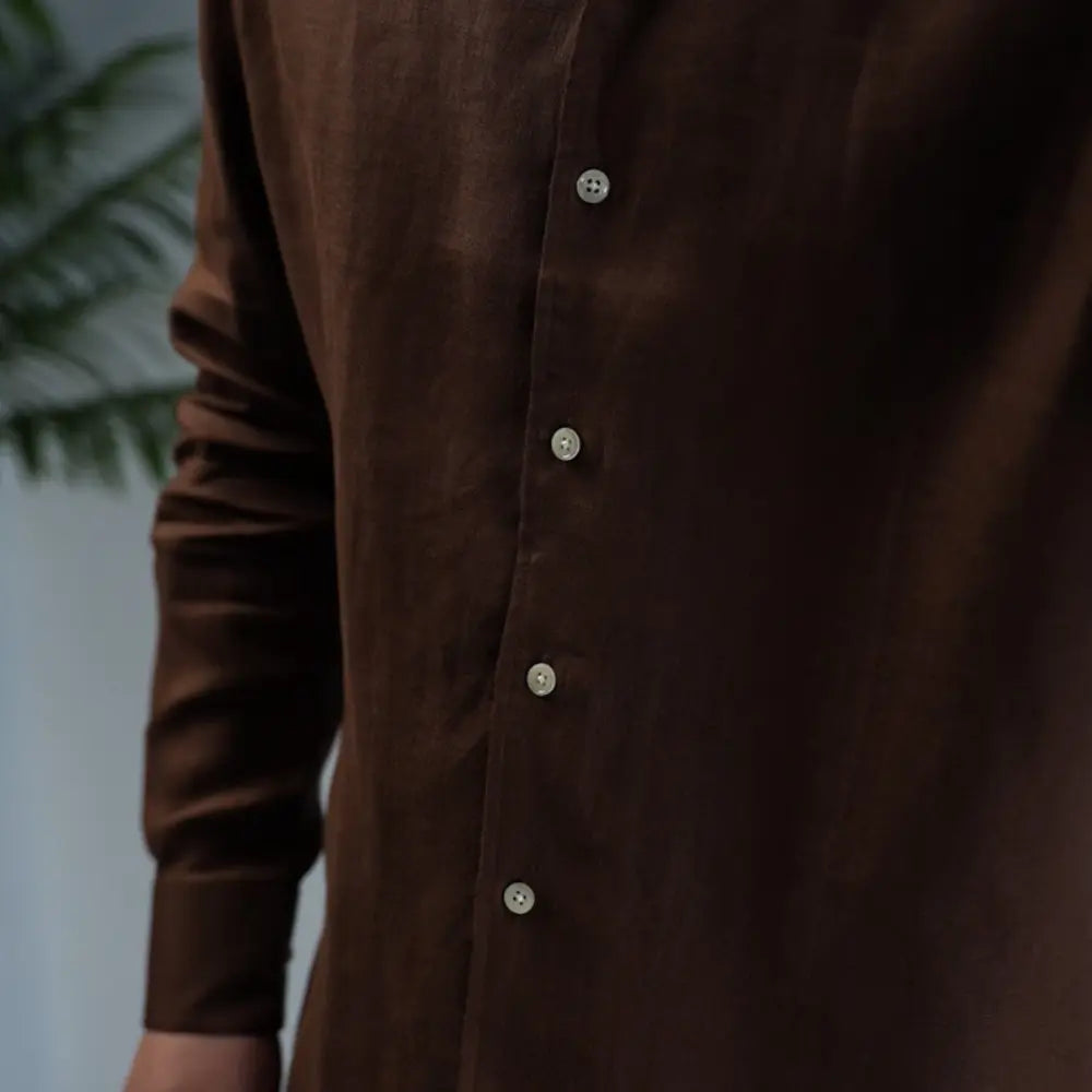 Linen One-piece Collar Business Casual Men's Breathable Long Sleeves Shirt Prendersons