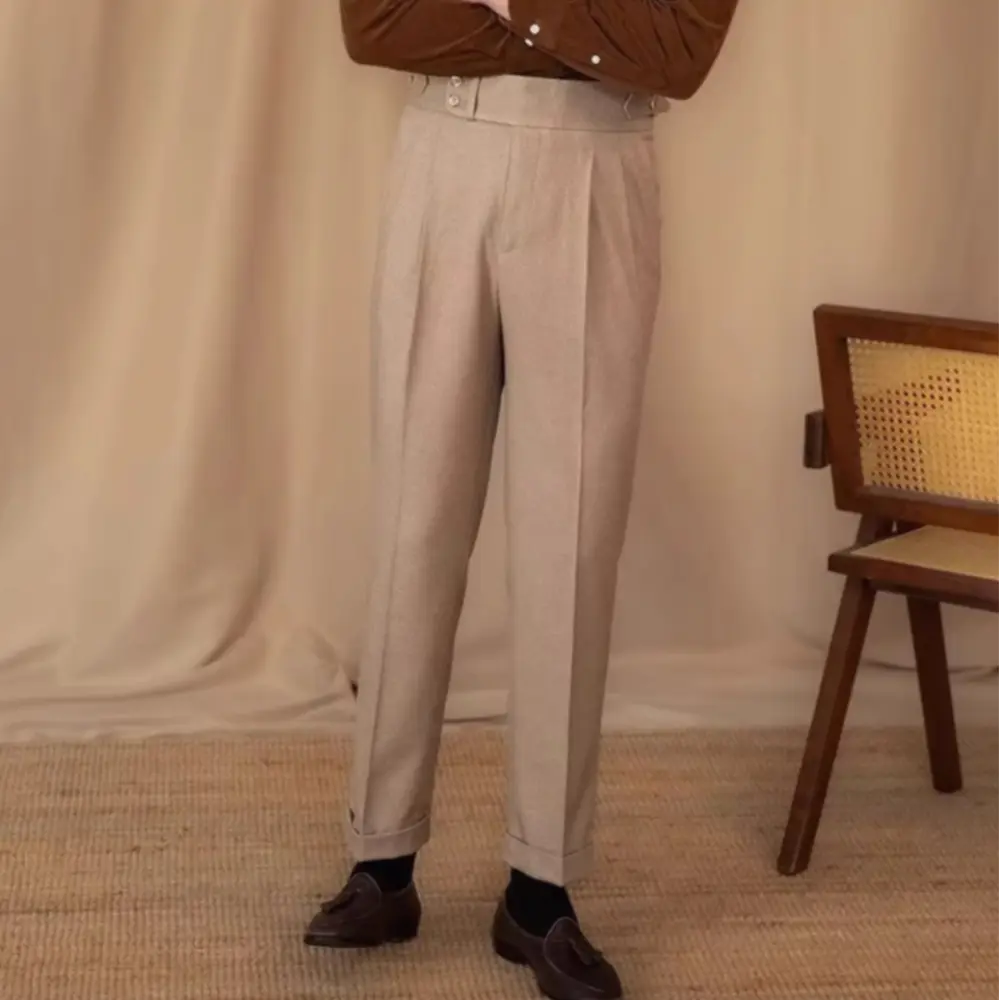 Adjustable Fit High Waisted Trousers Men – Dark Grey | Casual Suit Look | Old Money Tailoring