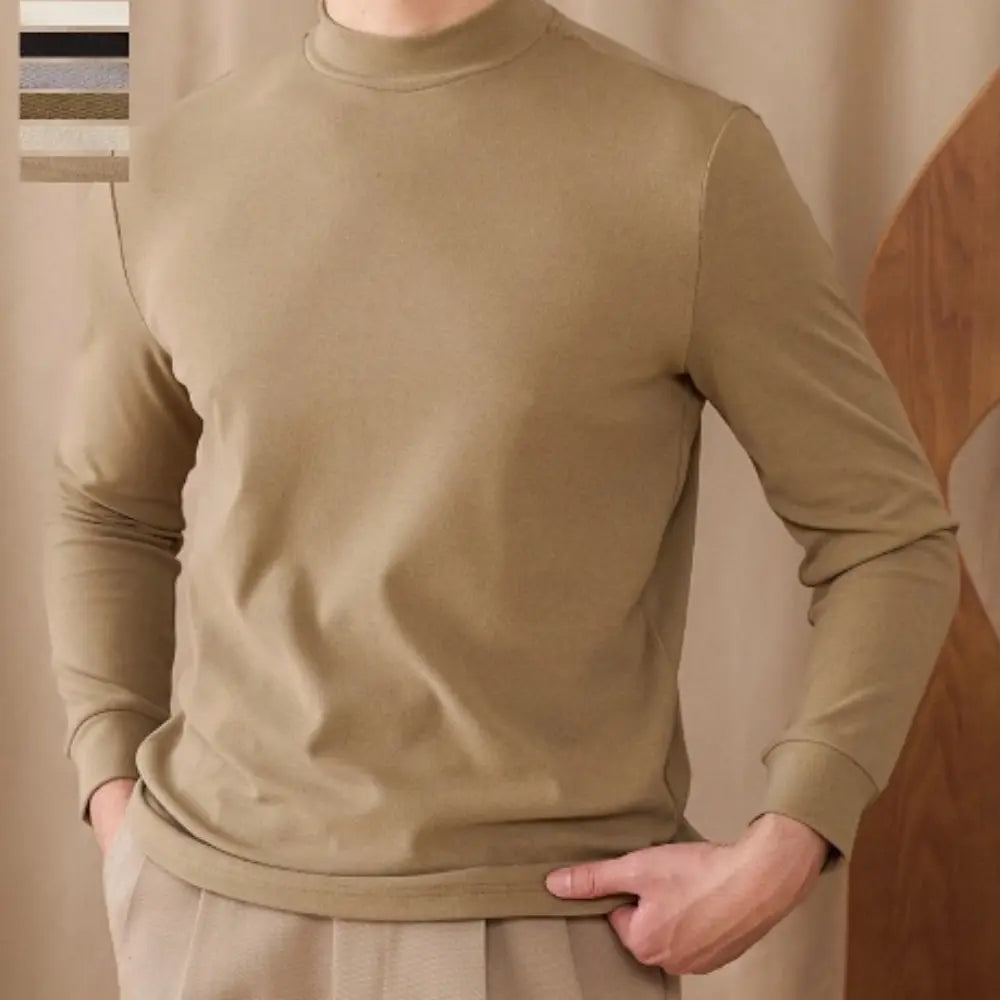 Men's Commuting Repair Height Elastic Warm Half High Neck Sweater – Winter Comfort | Old Money Aesthetic