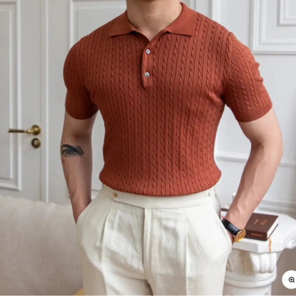 Stretch fabric polo shirt men