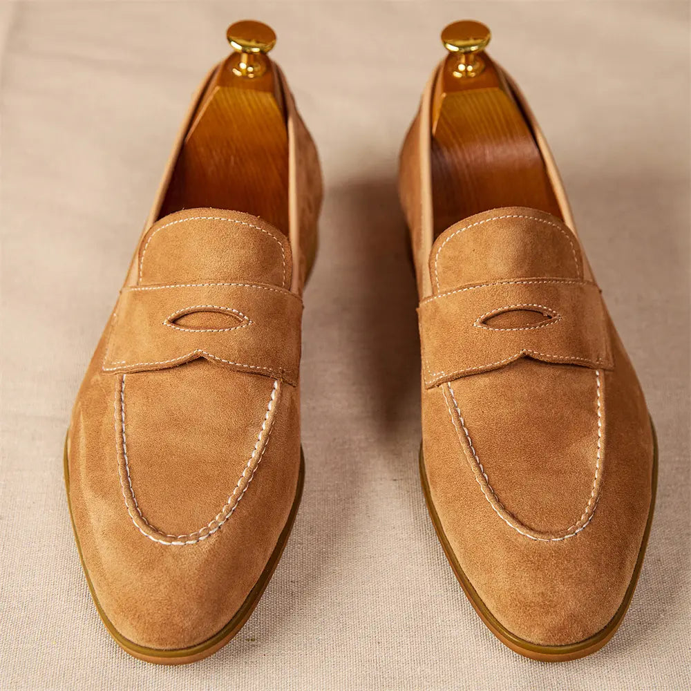 Men's Loafers With Round Toe Brown Suede Prendersons