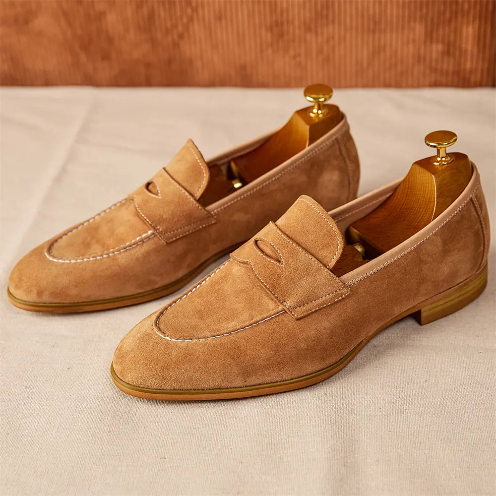 Men's Loafers With Round Toe Brown Suede Prendersons