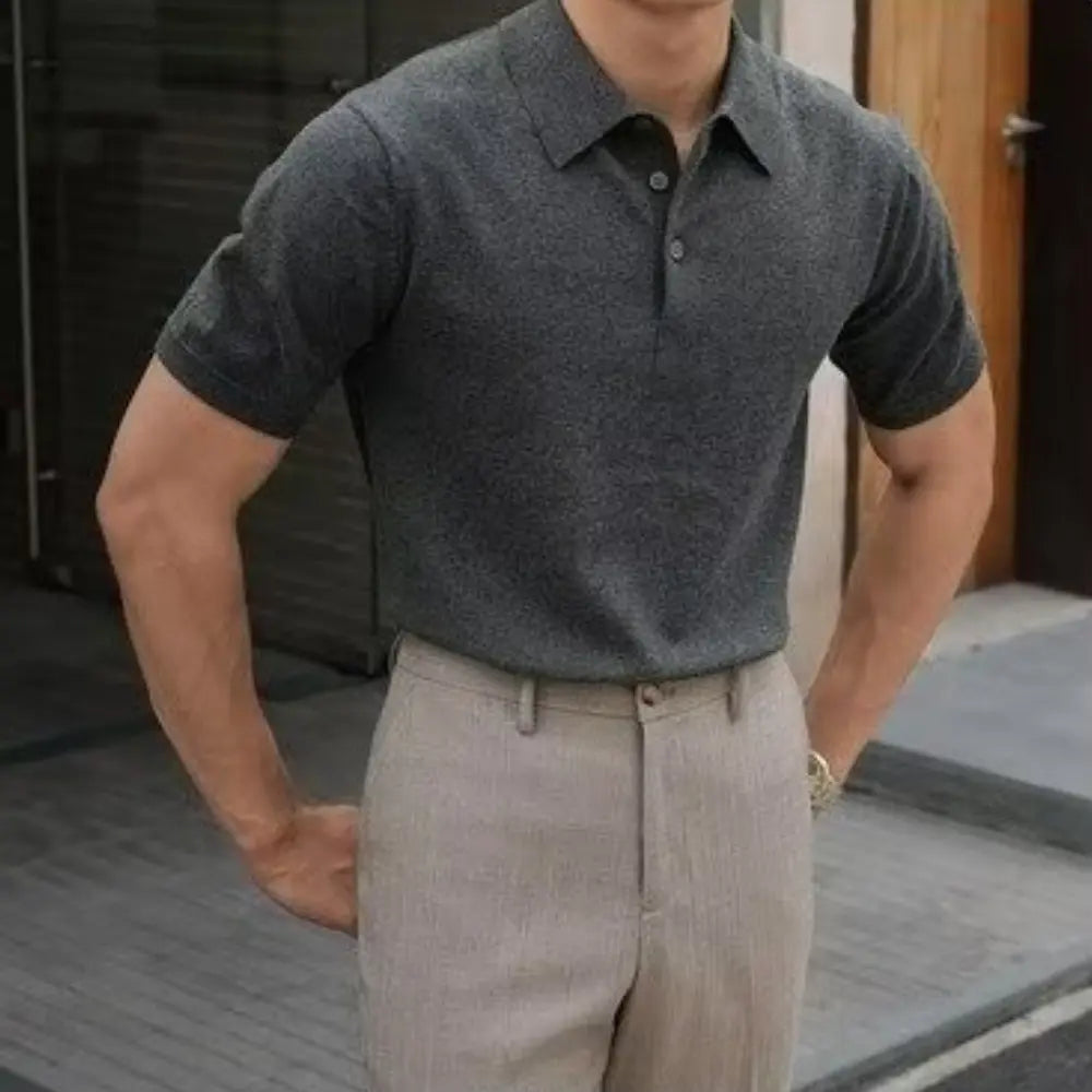 Men's Henry Collar slim fit Polo shirts–  Leisure Style | Old Money Pullover