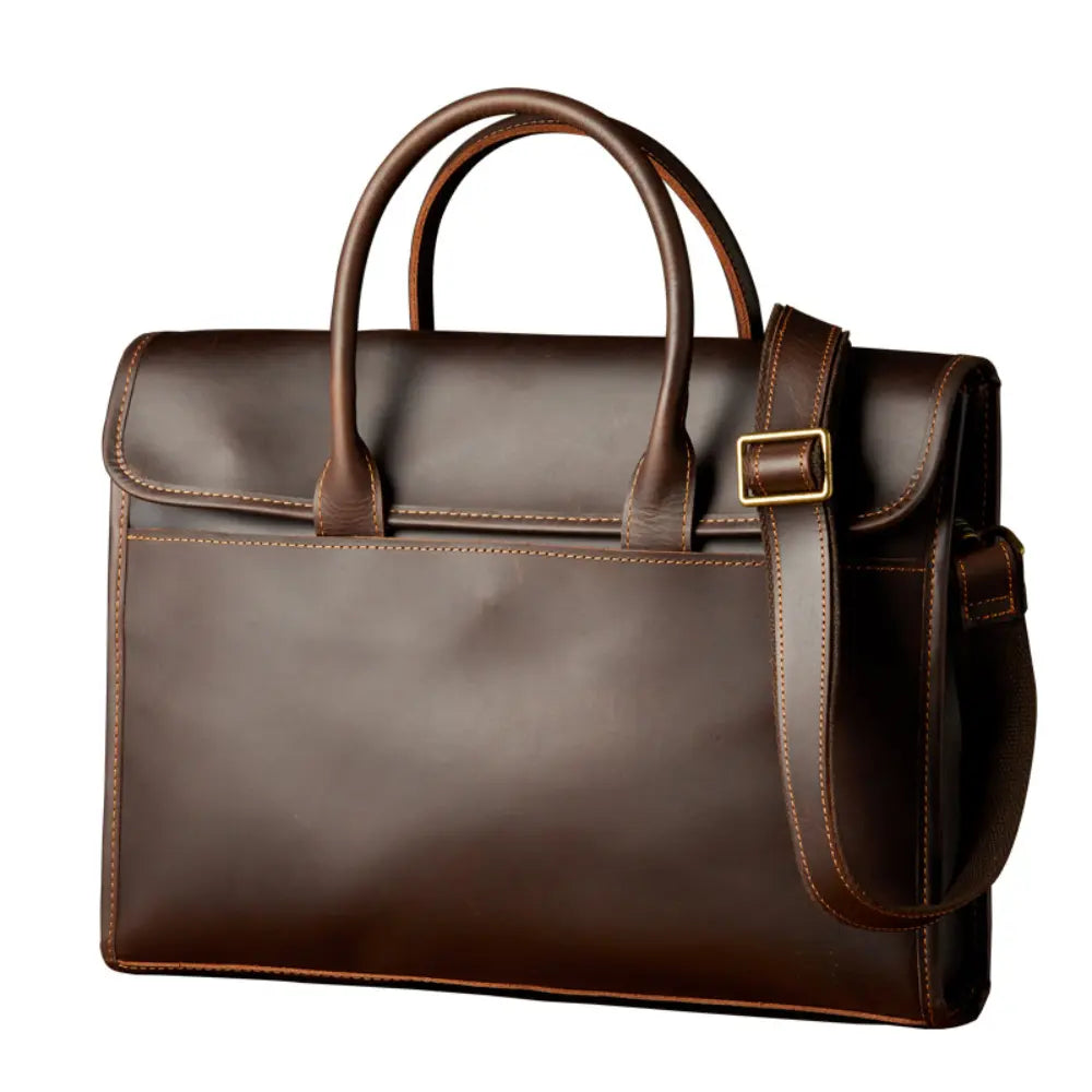 Men's OL Business Casual Leather Briefcase - Dark Brown | Business Essential | Old Money Aesthetic Prendersons
