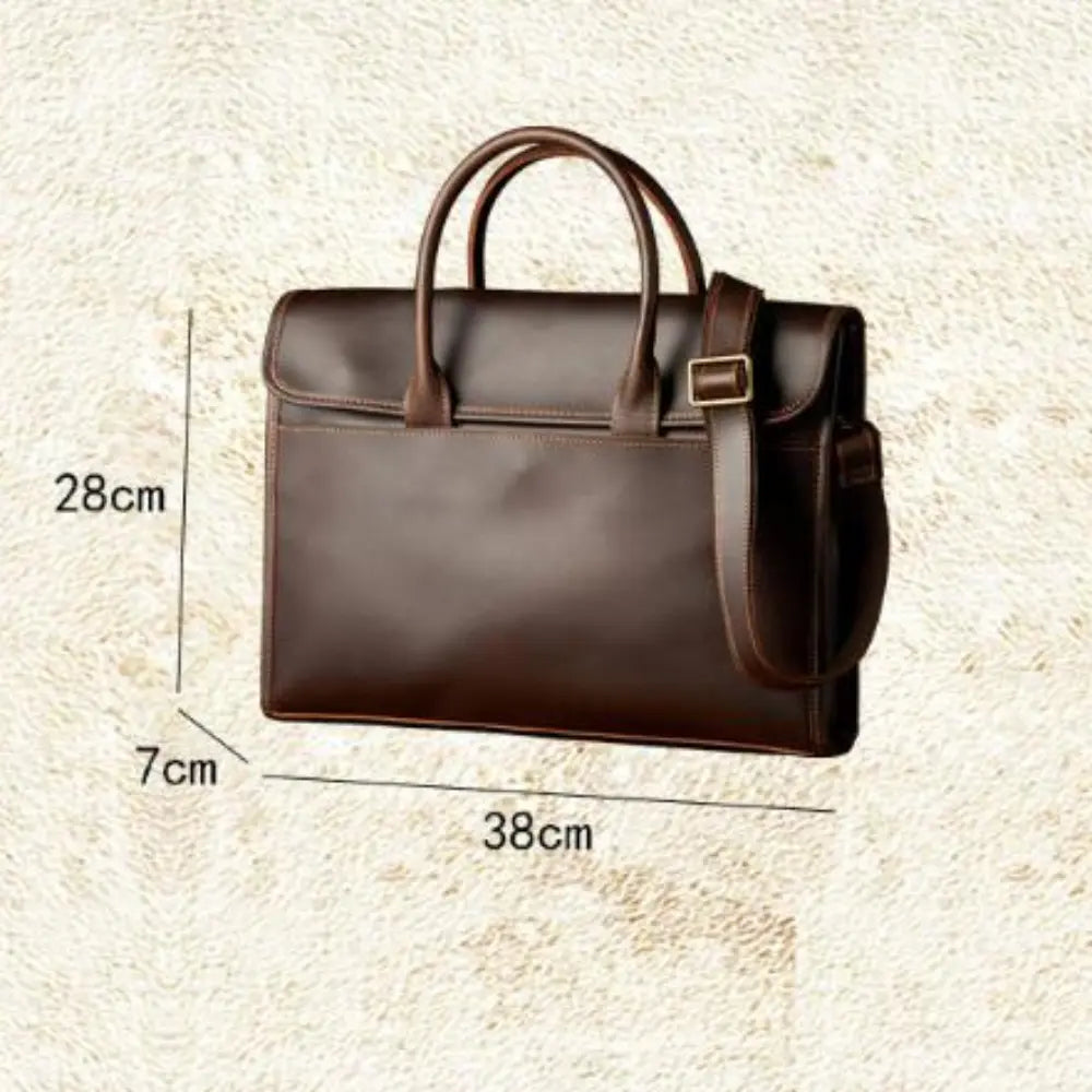 Men's OL Business Casual Leather Briefcase - Dark Brown | Business Essential | Old Money Aesthetic Prendersons